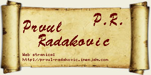 Prvul Radaković vizit kartica
